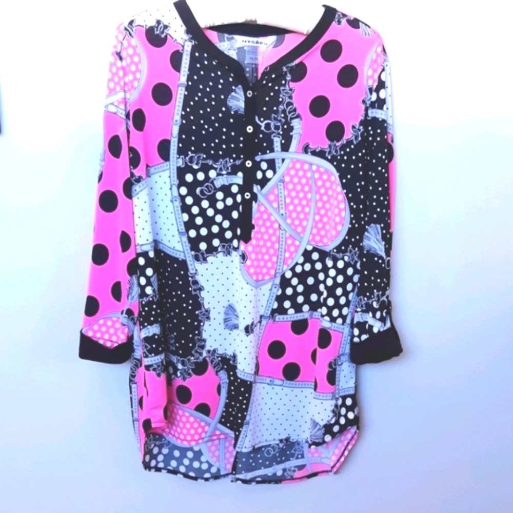 Nygard Black/Pink/White Top